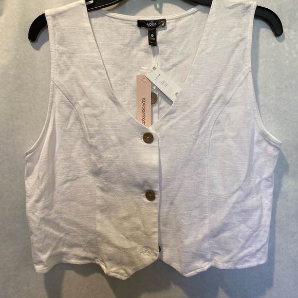 Aqua white button-down vest NWT L - Picture 5 of 6